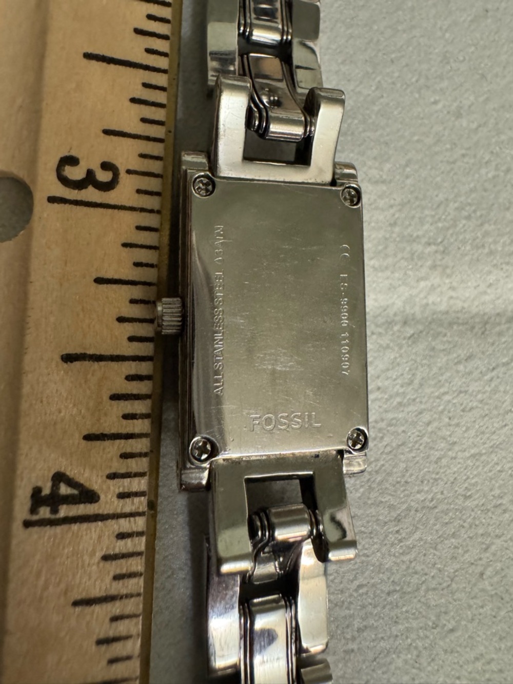Fossil Silver-Tone Rectangular Bracelet Watch New Battery. Works - Picture 7 of 15